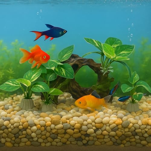 Image of Driftwood Cave Aquarium Decor Silk Aquarium Plants for Betta Fish Tank Accessories Decorations