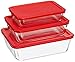 Produktbild Pyrex Simply Store Glass Rectangular Food Container Set with Red Lids (6-Piece)