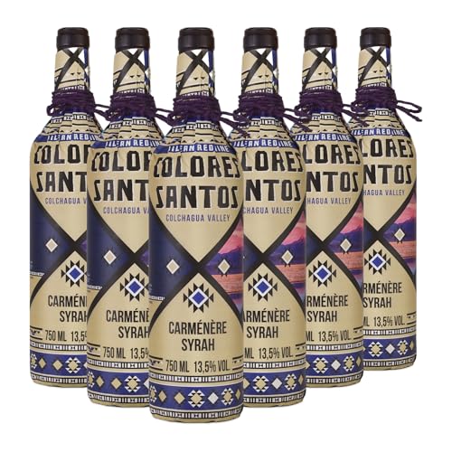 Colores Santos Carménère Syrah. Vino tinto de Chile. (Caja de 6 botellas, 75 cl). Intenso, frutal y especiado