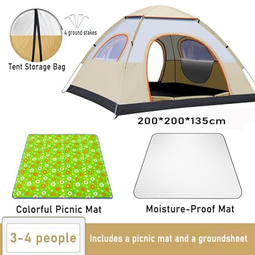 Carpa Pop Up para 3-4 Personas, Montaje Instantáneo y Resistente miniatura 3