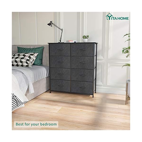 YITAHOME Dresser Storage Tower with 8 Drawers - Vertical Furniture Storage Tower for Bedroom, Bathroom, Laundry, Closets, and More - Sturdy Steel Frame, Wood Top, Easy Pull Fabric Bins - Image 6