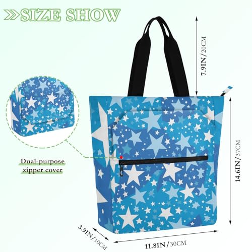 Bolsa de libros resistente al desgarro y reutilizable con estampado de estrellas para compras 4