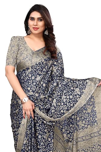 Image of MIRCHI FASHION Saree for Woman Chiffon Madhubani Print | Breathable Comfortable Printed Saree for Office and Regular Use (Available in 15 Designs)