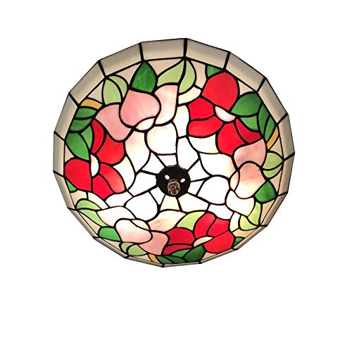 Plafonnier vitrail vintage 30cm crée une ambiance feutrée dans votre chambre à coucher