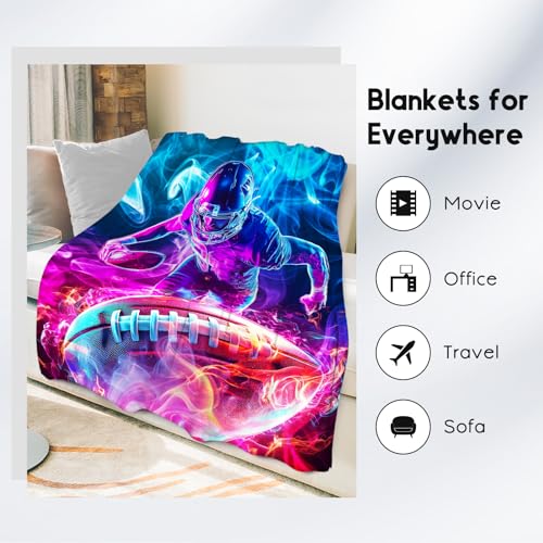 Football Blanket for Boys, Kids Blankets, Sports Theme Gifts, Warm Fleece Throw for Bed & Sofa, 60"x80"