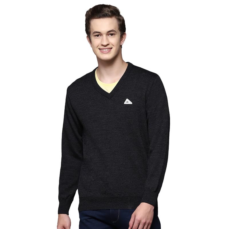 Image of Monte Carlo Shell Solid V Neck Pullover | Warm Woolen Pullover for Men | Soft Comfortable Knitted Winter Wear Sweater for Men's