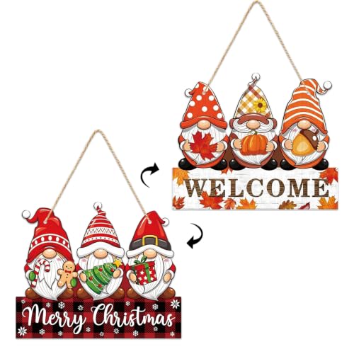 Fall Thanksgiving Christmas Door Decorations Gnome Wreaths Door Sign