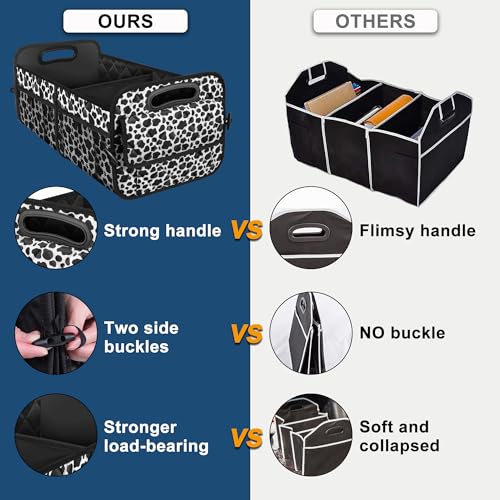Image of Deosk Trunk Organziers and Storage with Reinforced Handles,Car Accessories for Women /Men 50L Waterproof Polyester Trunk Organzier for Car /SUV /Minivan /Truck(Medium, Cow print)