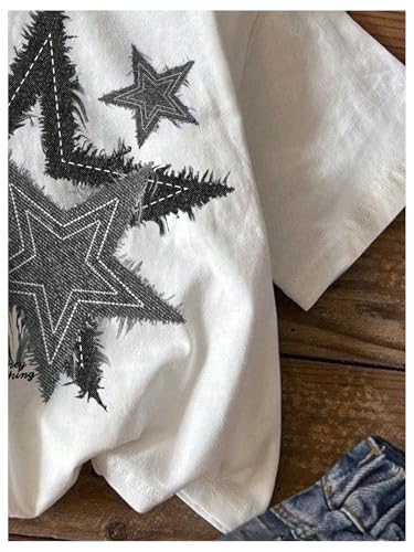 Floerns Girl's Star Print Drop Shoulder Tee Short Sleeve Crew Neck Loose T Shirt4