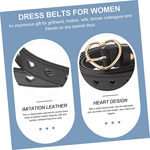 Adjustable Women Dress Waist Belt with Hollow Out Heart Buckle Stylish PU Lady Waistband for Casual and Formal Outfits Elegant Black Waistband for Jeans Skirts Dresses3