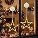 CNMTCCO LED Sterne Weihnachtsbeleuchtung, 2 Stück 10 LED Lichtervorhang mit Saugnäpfe, Timer, Batteriebetriebene, Fenster Lichterkette Lnnen für Weihnachten Deko,Party,Hochzeit,Balkon(...