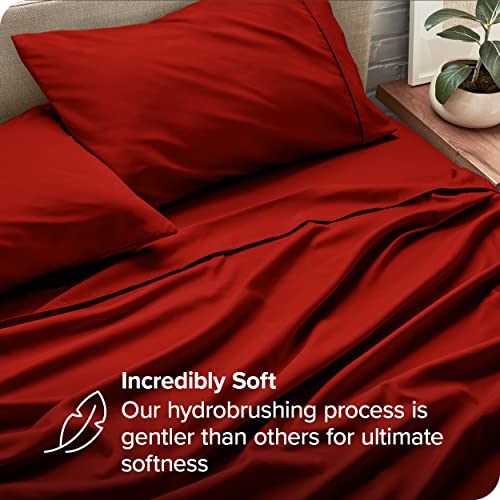 Bare Home Twin Xl Sheet Set - College Dorm Size - Luxury 1800 Ultra-Soft Microfiber Twin Extra Long Bed Sheets - Deep Pockets - Easy Fit - Extra Soft - 3 Piece Set - Bed Sheets (Twin Xl, Red) #TOP1