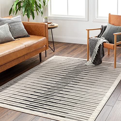 Livabliss Pisa Modern Striped Area Rug,4'11" x 7',Cream