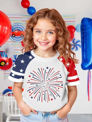 Image of Ithalt Boys Girls USA Shirts Kids 4th of July Shirts American Flag Tshirt Patriotic Top Independence Day Outfit 5-13y