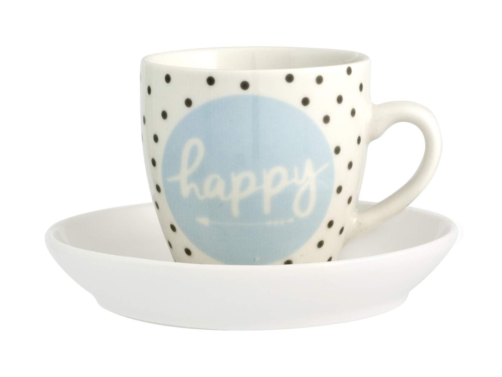 H&H Enjoy Set 6 Tazzine Caffè con Piattino, Porcellana, Multicolore, 100 ml