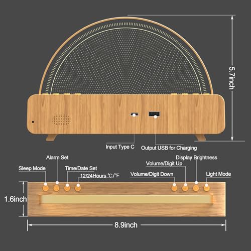 Ontseev G2 Sunrise Alarm Clock Sleep Sound Machine Temperature/Calendar Display Wake Up Light thumb #5