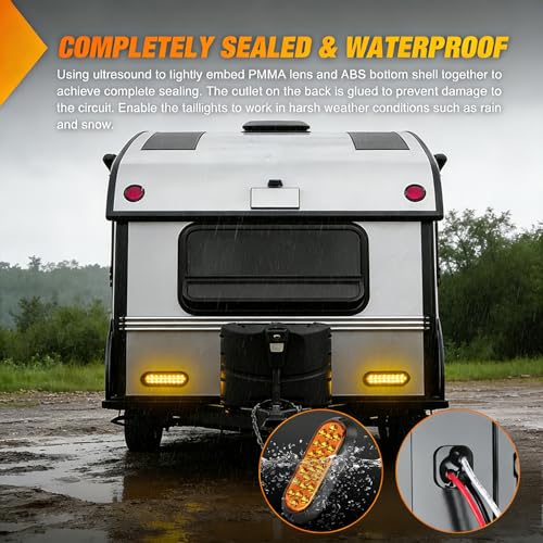 Image of Nilight 6Inch Oval Tail Light 2PCS Amber 24LED Turn Signal Lights Surface Mount Sealed IP67 Waterproof for 12V Caravan Truck RV Camper Trailer Bus