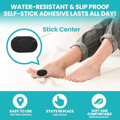 Image of Promifun Bunion Pads to Wear with Shoes - Moleskin Protect Feet for Men and Women - Water-Resistant Self-Stick Adhesive - 27 ct Bunion Cushion (Black)