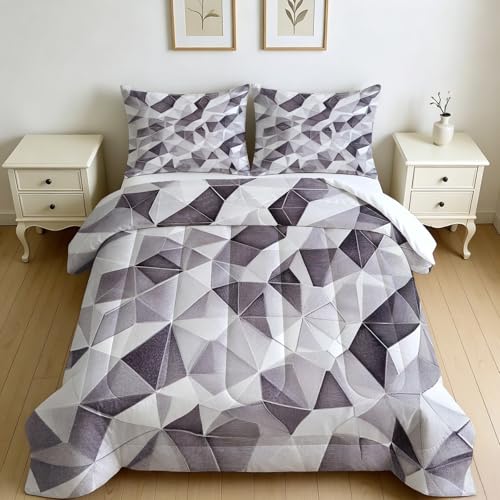 Edredón Estampado 4 Estaciones 220 x 240 cm Formas geométricas abstractas Edredón Suave Microfibra Gris Decoración Dormitorio