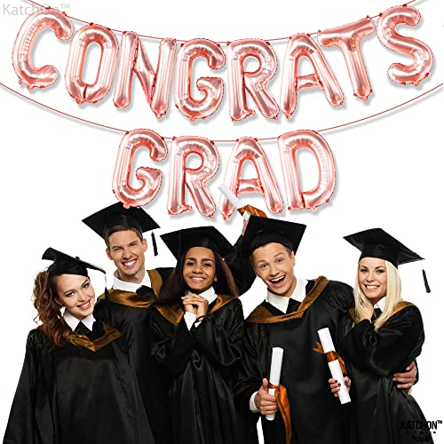 Image of Graduation Decorations 2026 | Rose Gold Congrats Grad Balloons - 16 Inch | Congrats Grad Banner | Graduation Balloon Banner For Congrats Grad Decorations, Congratulations Decorations, KatchOn