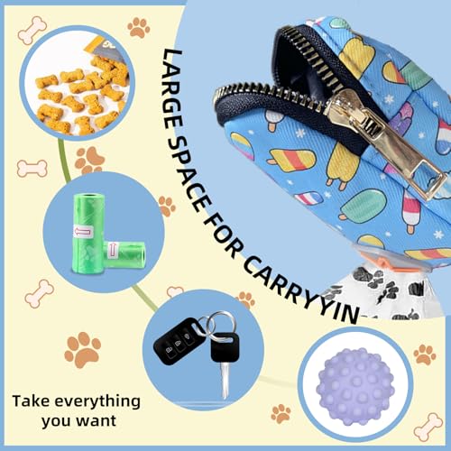 Image of Soft Poop Bag Holder for Leashes - Stylish Fashion Print Dog Waste Bag Carrier,IceCream,Medium