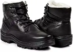 Bota Masculina de Inverno em Couro Forrada com Lã Imperméavel - Hamburgo