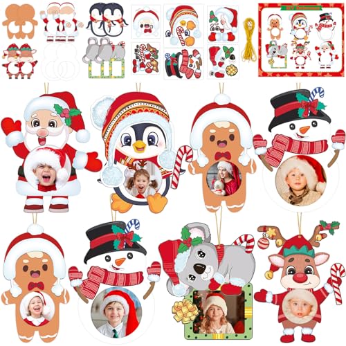 Christmas Picture Frame Craft Kit Foam Xmas Character Photo Frame Ornament for Kids DIY Art Class Activities 12 Pack