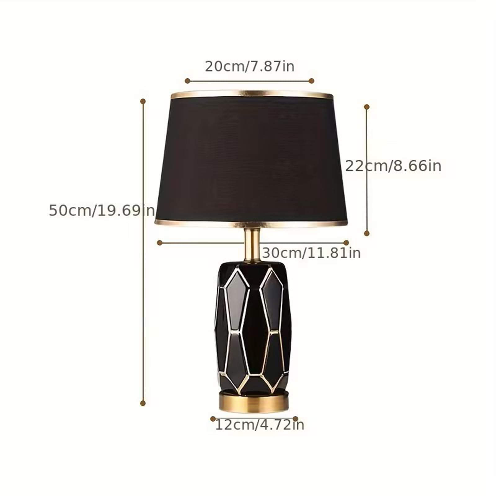 Ceramiczna Lampa Stołowa, Nowoczesna Lampa Nocna Z Abażurem Z Tkaniny Lnianej, Lampy Biurkowe Touch Z Funkcją 3-stopniowego ściemniania, Do Sypialni, Salonu, Gabinetu, E27(Black)