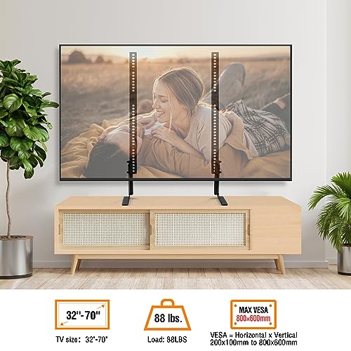 Image of ELIVED Universal Table Top TV Stand for Most 32 to 70 inch LCD LED Plasma Flat Screen TVs, TV Base Height Adjustable Leg Stand Holds up to 88 lbs, VESA up to 800x600mm, YD1024
