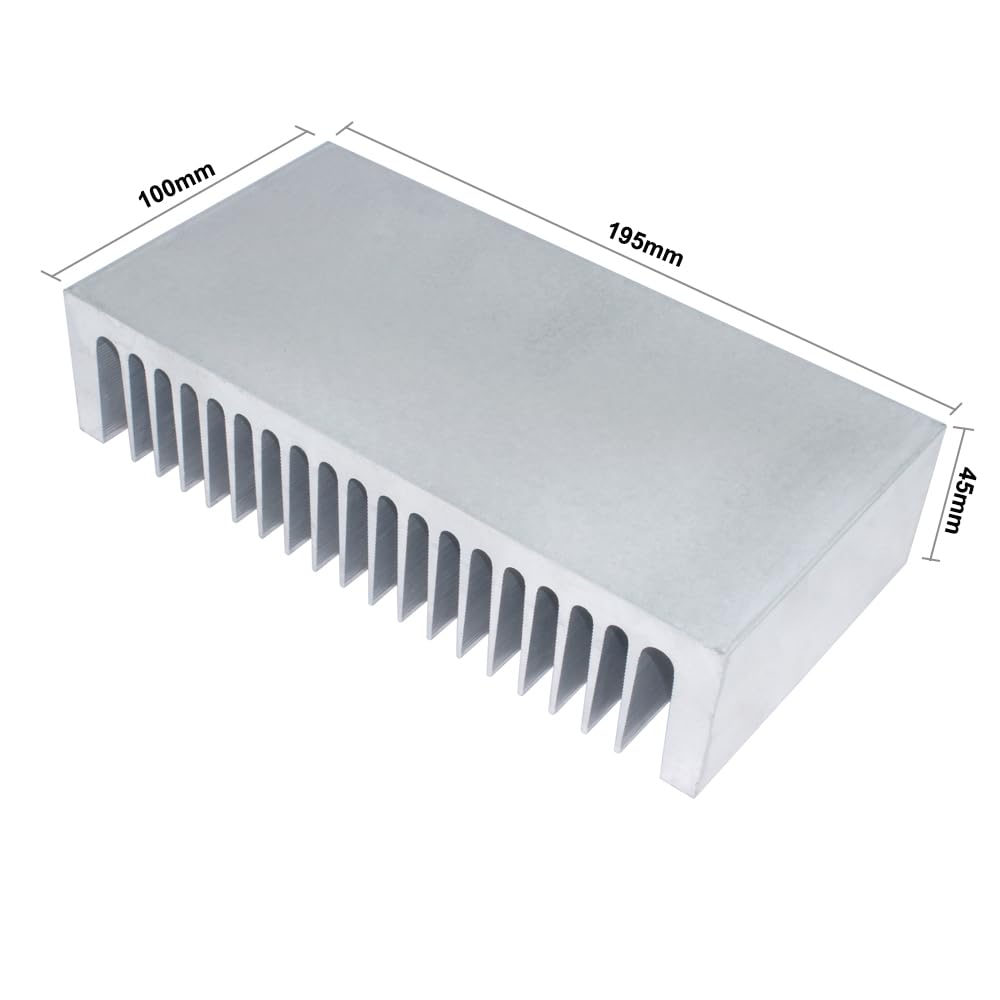 Grande dissipatore di calore in alluminio, 100 x 195 x 45 mm, dissipatore di calore per LED LCD CHIP amplificatore elettronico transistor dissipazione del calore