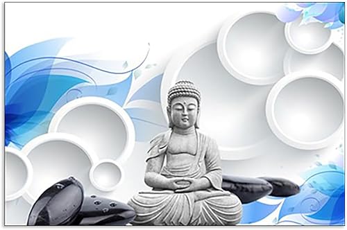 Miniatura 1 de Arte de pared de Buda para dormitorio, pinturas de religión zen, impresiones sobre lienzo de estatua de buda, flores relajantes, imágenes pacíficas,