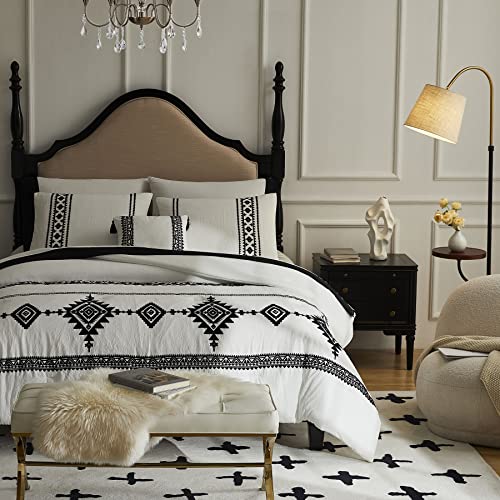 Photo 1 of * MISSING PARTS* MAIREVE White Boho Comforter Set Queen  , Western Farmhouse Queen Bedding Sets with Comforters, Sheets (White TWIN