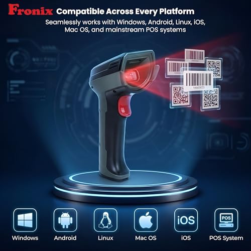 Image of 1800W Wireless 2D & 1D Barcode Scanner Bluetooth 5.0 & 2.4G QR Code Reader, CMOS Sensor, TFT Color Screen, Auto Induction Scanning, 2 Year Warranty