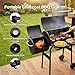 Charcoal BBQ Drum Barrel Grill,2 in 1 Barbeque and Smoker, Large Portable Drum Barrel with Fold Down Shelves, Temperature Gauge, Wheels, Cooking Grill, Air Vents For Garden Outdoor Cooking