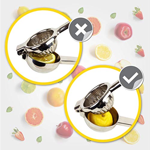 Extra-Large Stainless Steel Lemon Lime Squeezer - Manual Press - Citrus Juicer with Filter