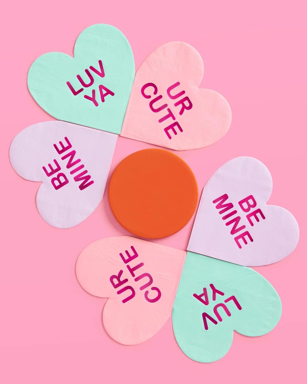 xo, Fetti Valentine's Day Heart Napkins - 3-ply, 24 pcs | Vday Decorations, Conversation Hearts, Galentines, Party, Be Mine, Candy Heart