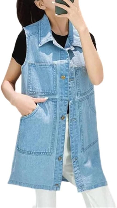 Women Denim Coat Tassel Ripped Jeans Jacket Sleeveless Waistcoat