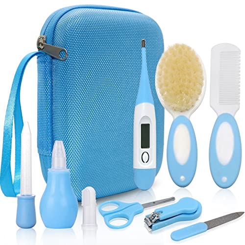 GothicBride Kit de cuidado del bebé de 9 piezas para bebés, cuidado diario, cuidado de la salud del recién nacido, kit de cuidado del bebé (azul)