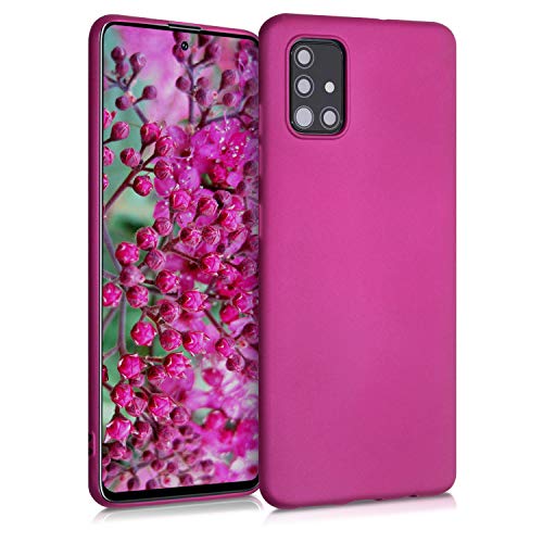 kwmobile Hülle kompatibel mit Samsung Galaxy A51 Hülle - Schutzhülle aus Silikon metallisch schimmernd - Handyhülle Metallic Pink