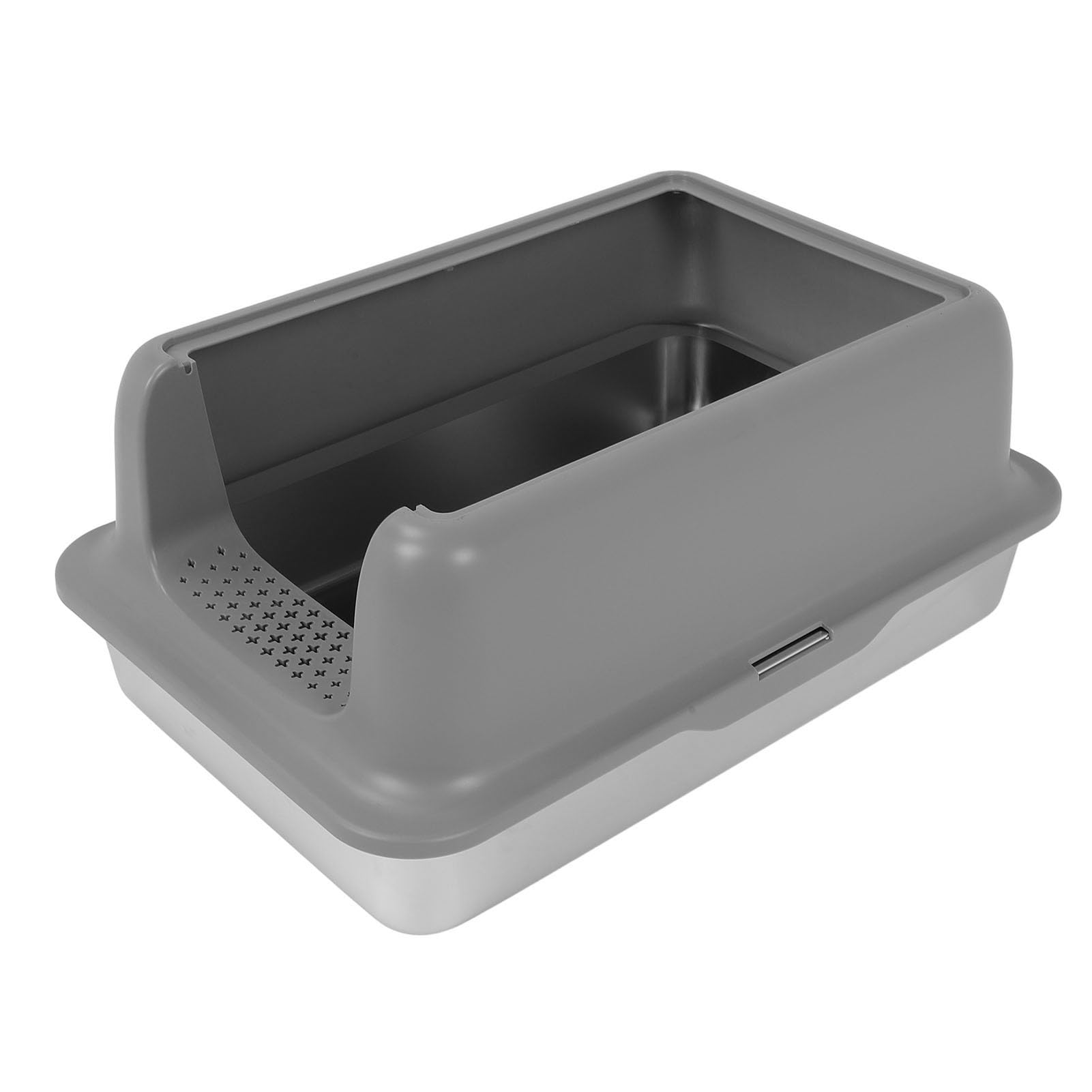 Arenero de Acero Inoxidable, arenero para Gatos Cerrado con Lados Altos, Bandeja de Extra Grande Anti Salpicaduras para Gatos Grandes, diseño fácil de Limpiar y a Prueba de (Gris)