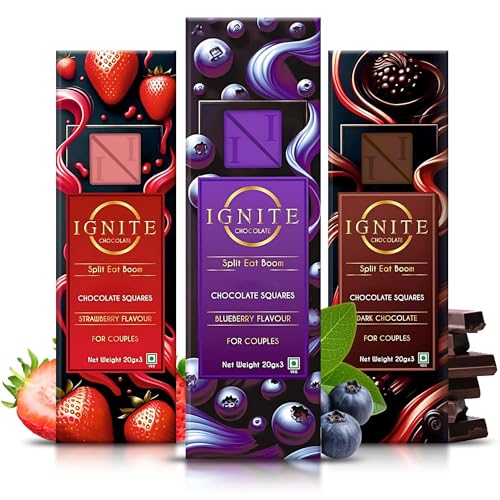 Image of Ignite Chocolate Bars - Dark Chocolate, Blueberry & Strawberry Flavors - A Delicious Treat for Date Night, Valentine's & Special Moments - Ideal for Sharing