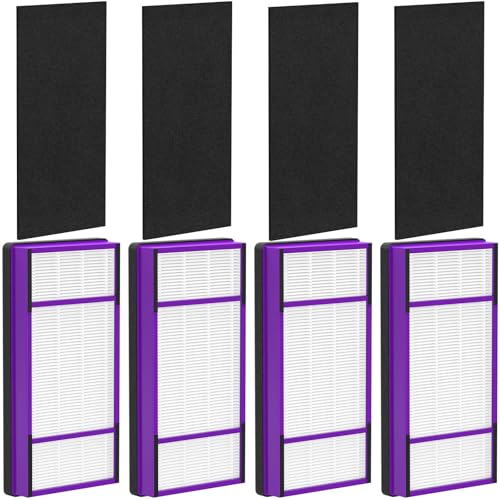 GoKBNY 4-Pack AER1 Replacement Filter Compatible with Holmes AER1 Purifiers, Part # HAPF30AT, HAPF300AH-U4R, HAP242-NUC, 4×HEPA Filters+4×Carbon Pre-Filters