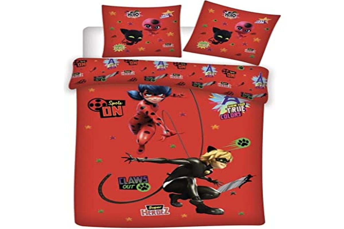 Aymax Ladybug et Chat Noir - Rouge - 140 cm x 200 cm