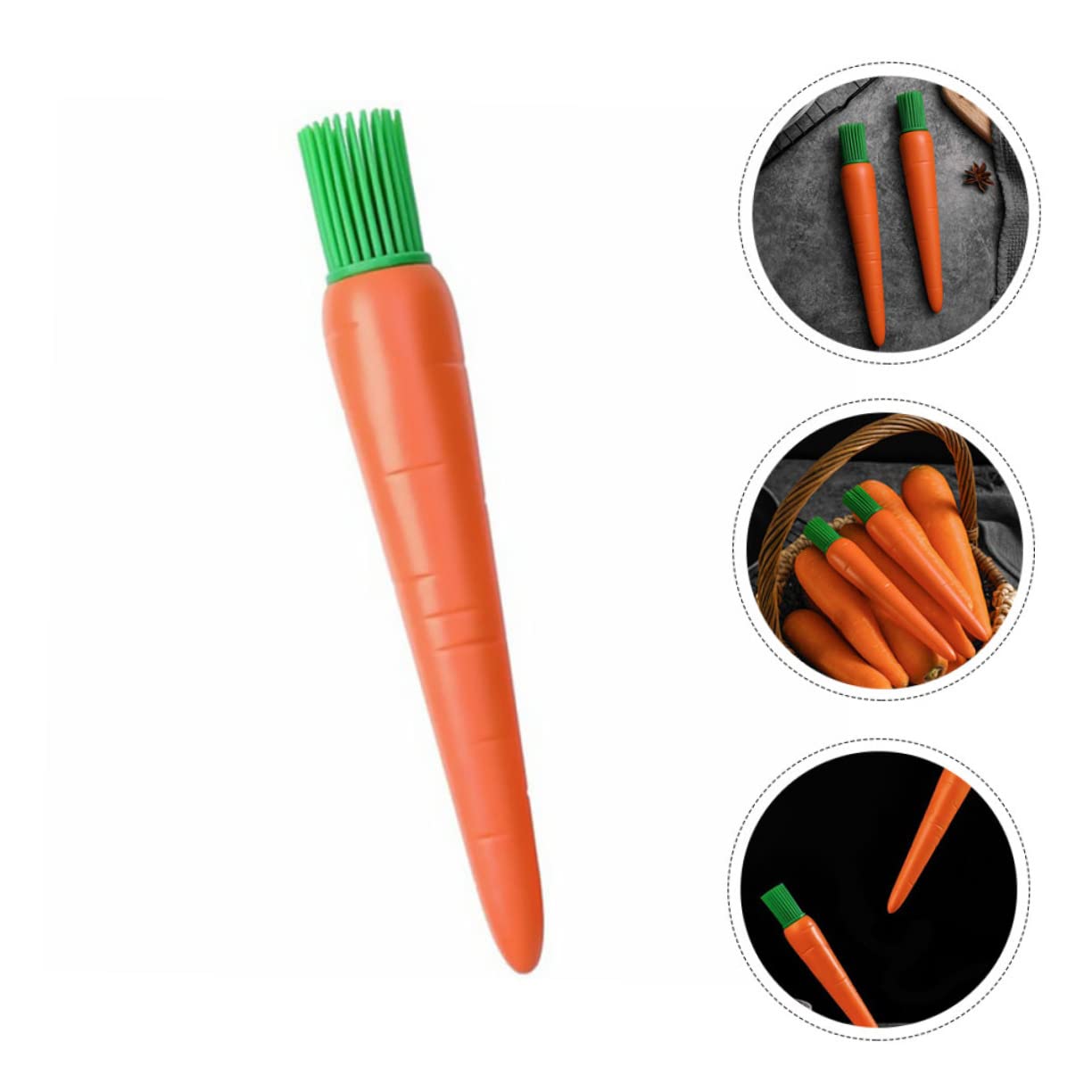 BEBEMOKO Multi-purpose Basting Brush Silicone Oil Brush Carrot Shape Easy to Use Clean for Kitchen Cooking