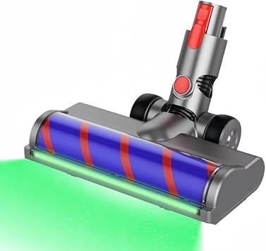 Full-Area LED Soft Roller Cleaner Head for Dyson V15 V11 V10 V8 V7 Gen5 G5 Animal Absolute, Green Light Dust Detection, Hardwood Floor Attachment, Quick Release Replacement Part
