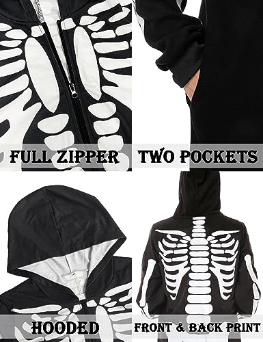 CYCLAMEN Skeleton Halloween Costume for Adults Couples Skeleton Onesie Jumpsuit Pajamas with Hood Family, for Women, L - image 5
