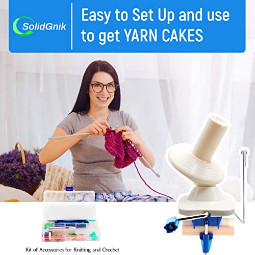 Solidgnik Yarn Ball Winder With Knitting Needles Set, Hand Operated, 4 Ounce Capacity #TOP3