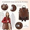 VX VONXURY Rucksack Damen Elegant, Anti-Diebstahl Cityrucksack Pu Leder Offene Rückentasche Wasserdicht Reiserucksack 2 in 1 Handtasche für Schule Arbeit Freizeit #3