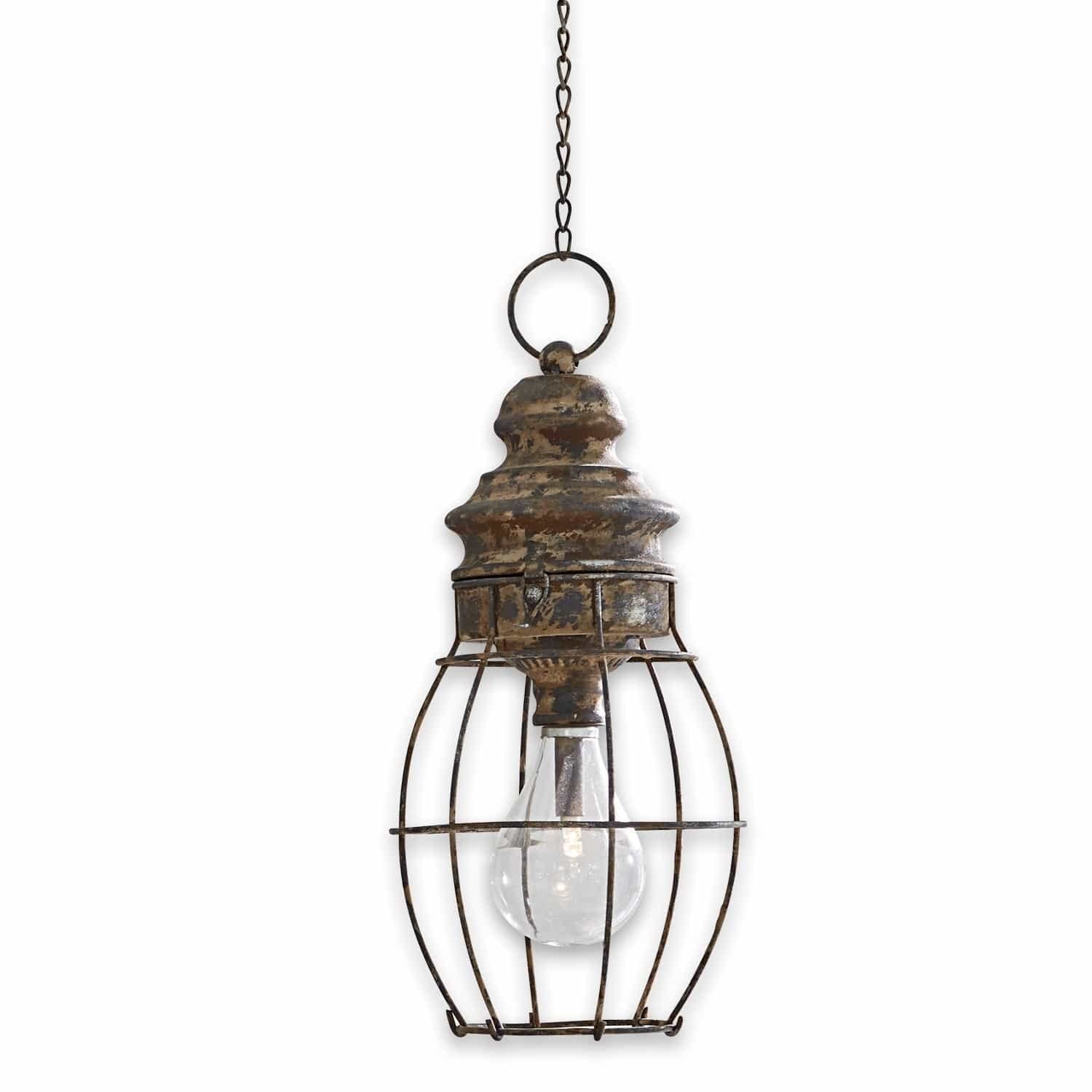 Loberon Lanterna LED Féerie In Ferro E Vetro, Marrone Antico – Shabby Chic Romantico Per Giardino E Veranda, A Batteria