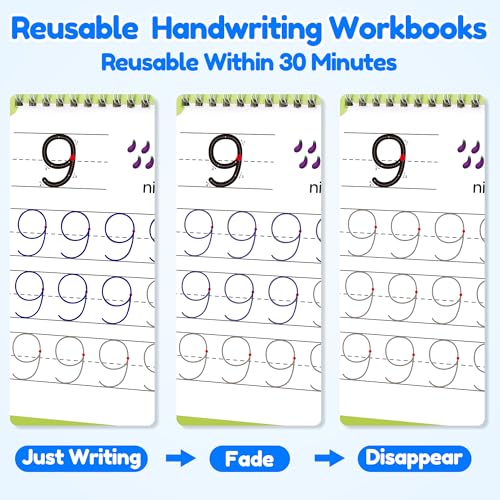 Image of Large Magic Grooved Writing Practice Books for Kids, Reusable Grooved Handwriting Workbooks, Number Letter Tracing Books for Kids Age 3-8 Kindergarten Preschool Calligraphy